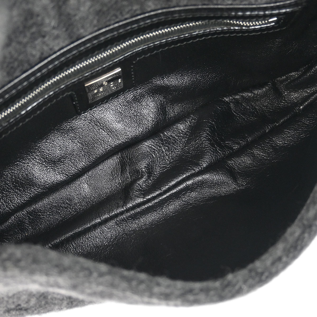 Fendi Gray Wool Zucca Baguette Handbag - Image 8