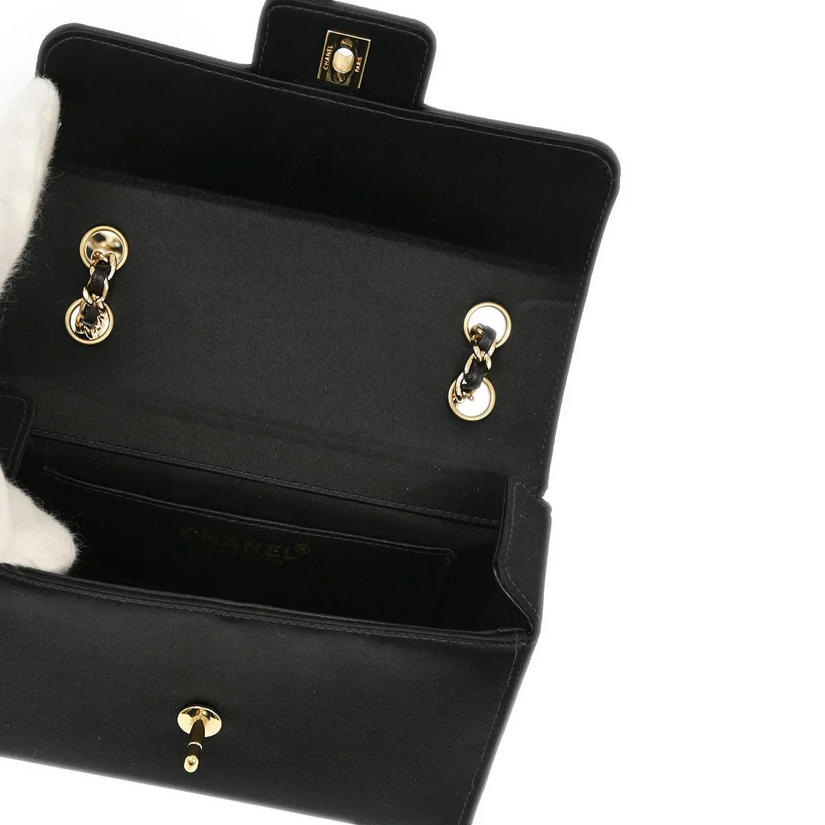 Chanel * 2001-2003 Black Satin Chain Shoulder Bag - Image 6