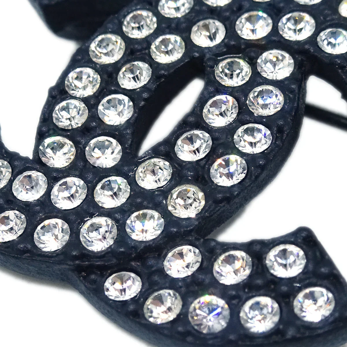 Chanel CC Brooch Pin Rhinestone Black 02A - Image 2