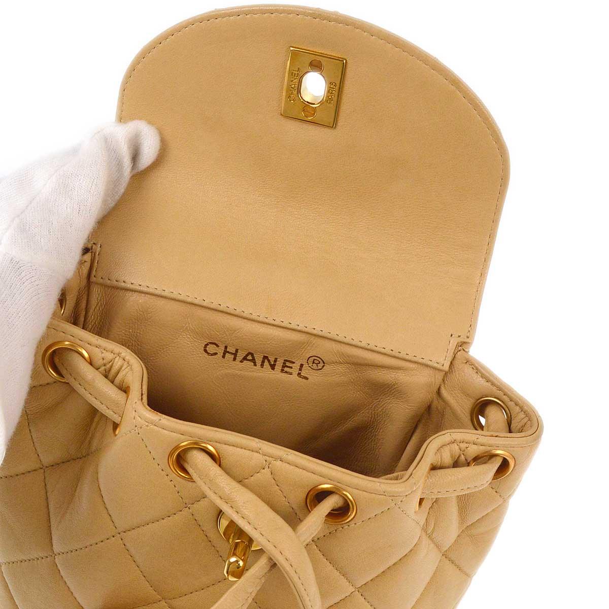 Chanel * 1991-1994 Beige Lambskin Duma Backpack Small - Image 8