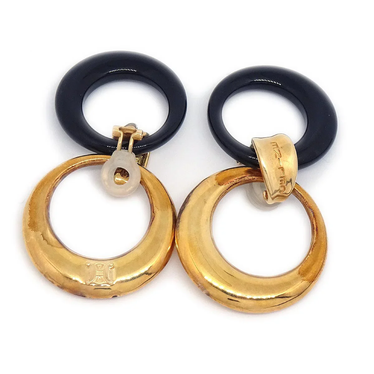 Celine Hoop Dangle Earrings Gold Clip-On 750 - Image 2