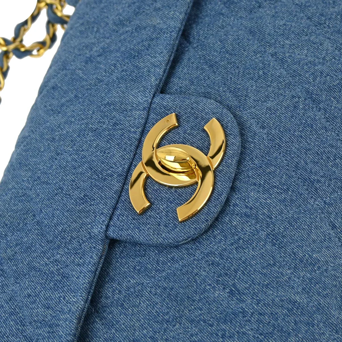 Chanel * 1989-1991 Blue Denim Maxi Classic Flap Shoulder Bag - Image 5