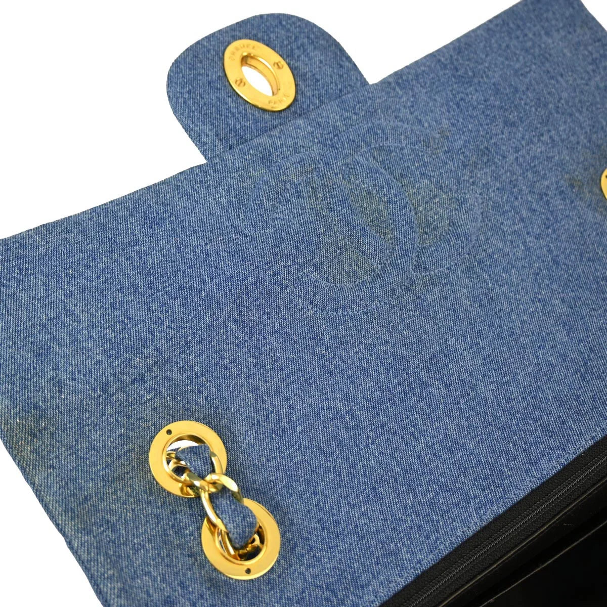 Chanel * 1989-1991 Blue Denim Maxi Classic Flap Shoulder Bag - Image 8