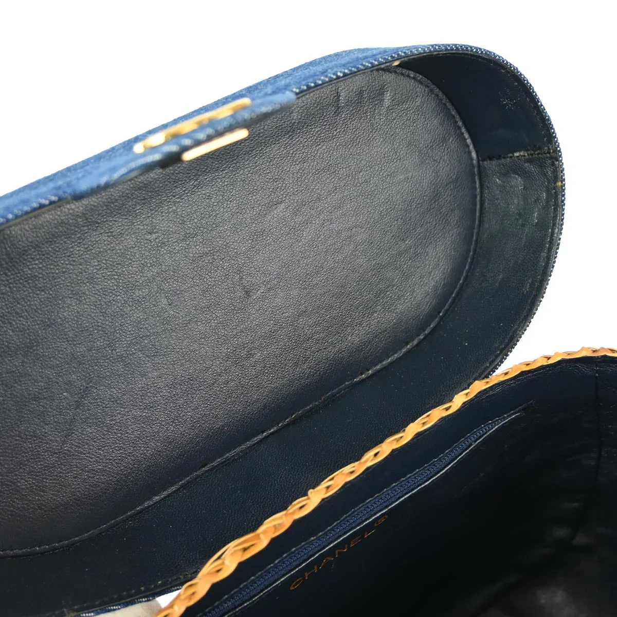 Chanel * 1997-1999 Blue Denim Rattan Basket Chain Shoulder Bag - Image 8