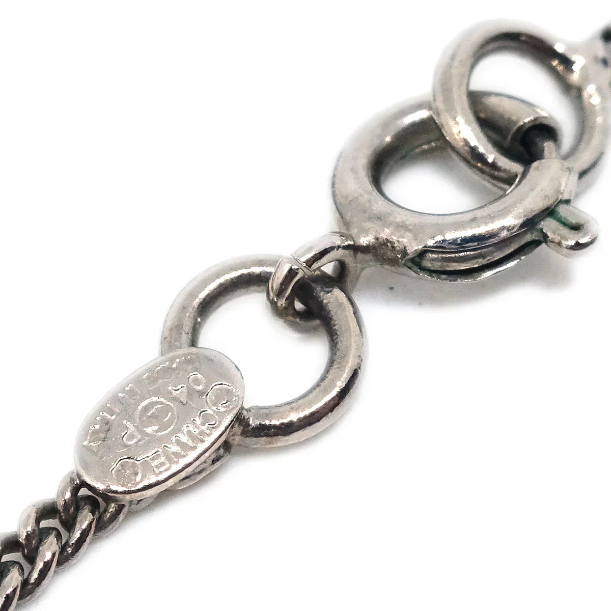 Chanel CC Cassette Tape Chain Pendant Necklace Rhinestone Silver 04P - Image 4