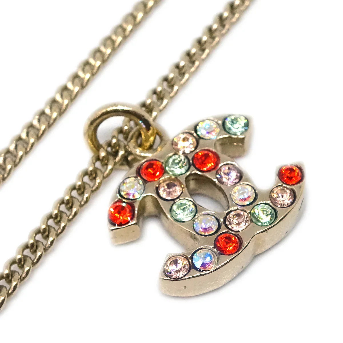 Chanel Gold Mini CC Pendant Necklace Rhinestone 04A - Image 3