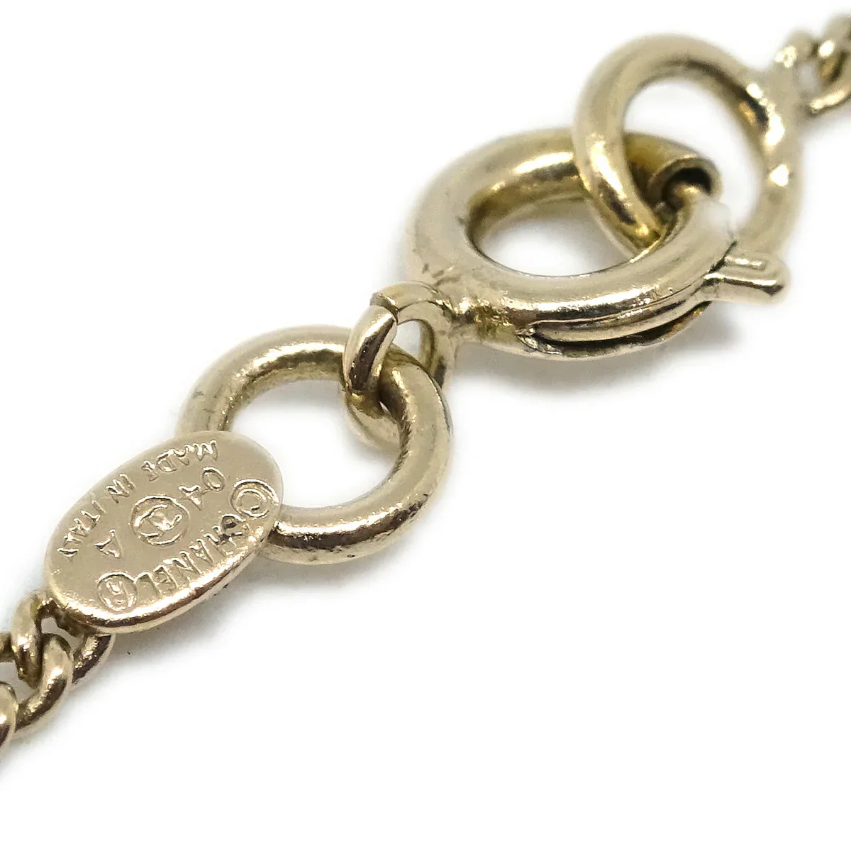 Chanel Gold Mini CC Pendant Necklace Rhinestone 04A - Image 4