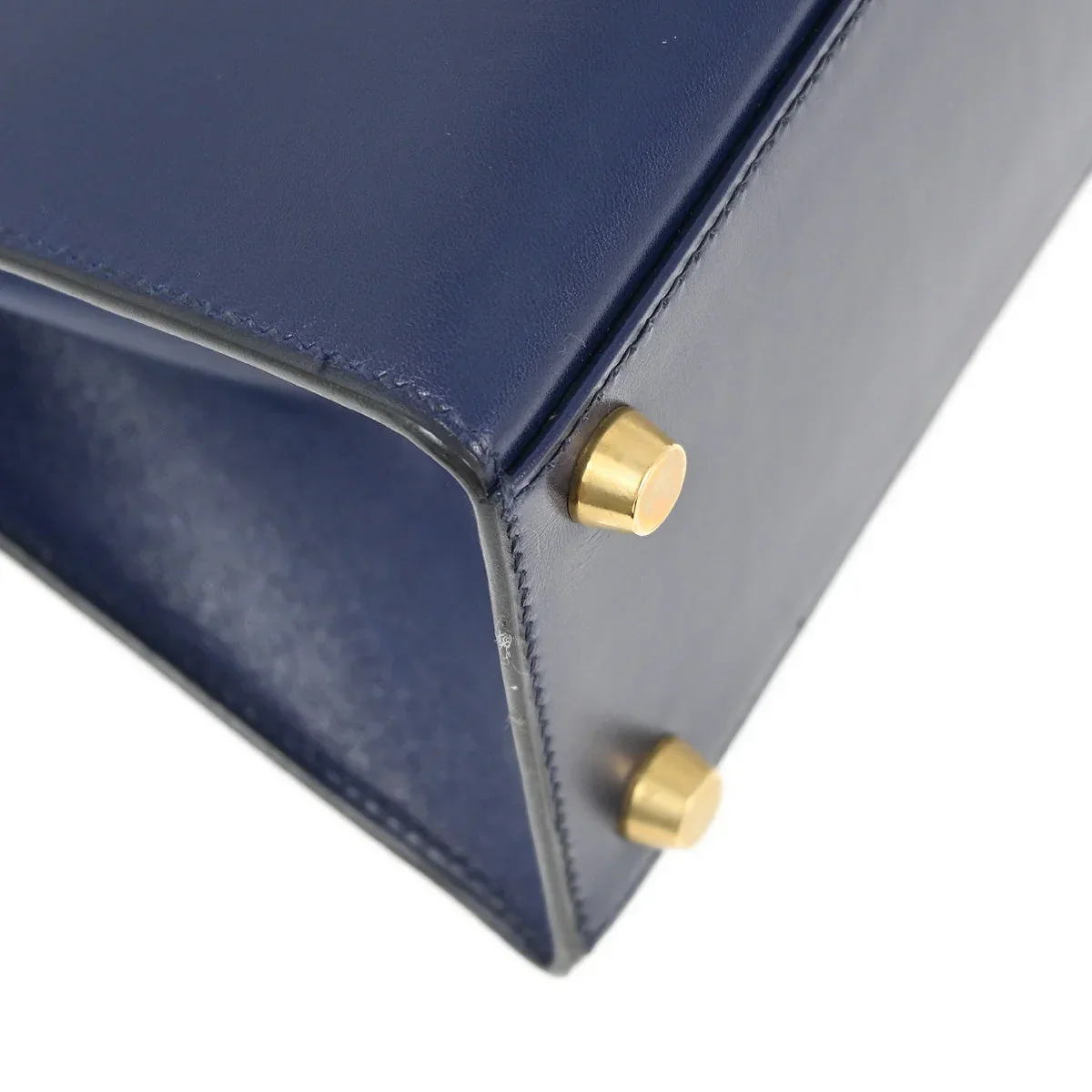 Hermes * 1996 Blue Box Calf Kelly 20 Sellier 2way Shoulder Handbag - Image 3