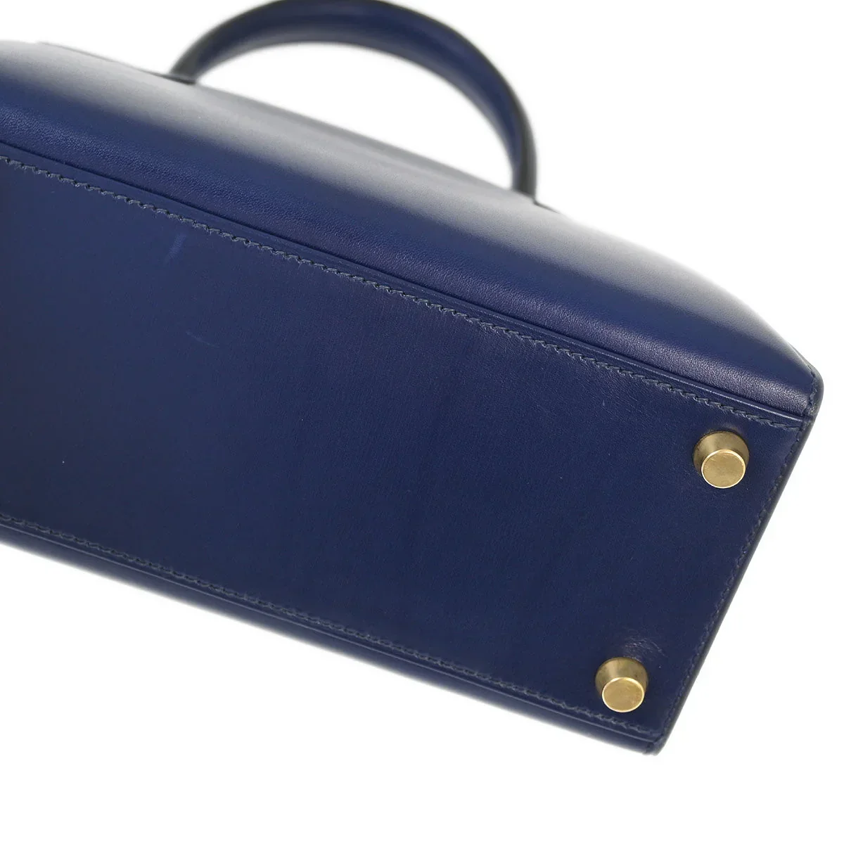 Hermes * 1996 Blue Box Calf Kelly 20 Sellier 2way Shoulder Handbag - Image 4