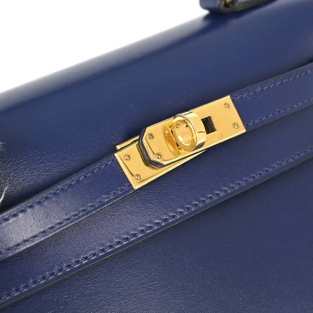 Hermes * 1996 Blue Box Calf Kelly 20 Sellier 2way Shoulder Handbag - Image 5