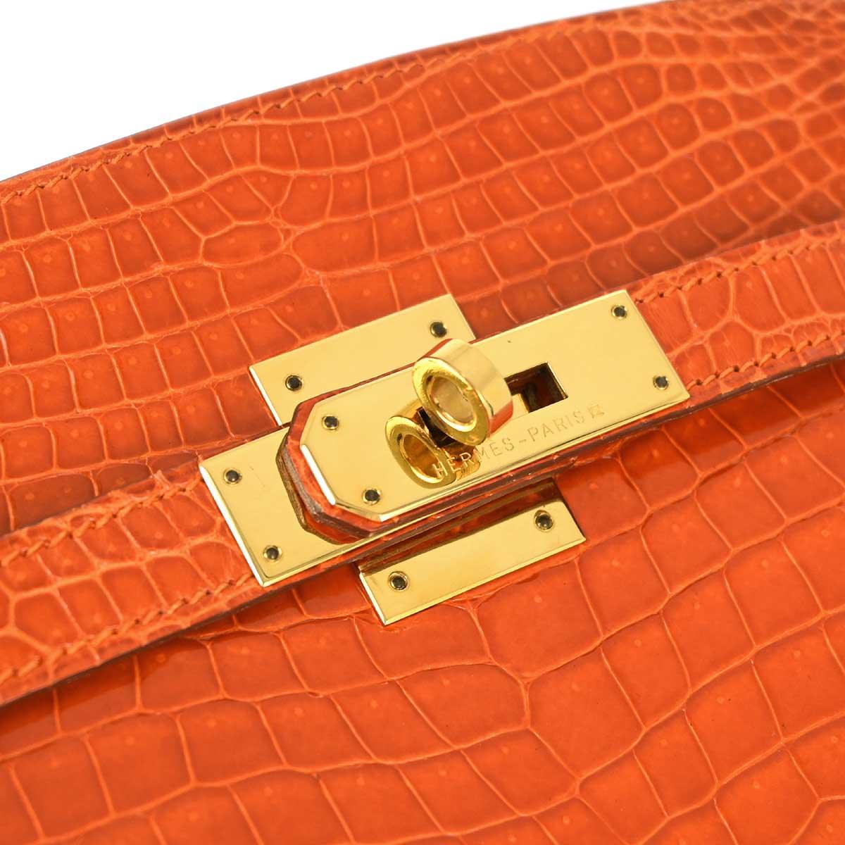 Hermes * 1994 Pain d'epice Crocodile Porosus Kelly Sport MM Shoulder Bag - Image 4