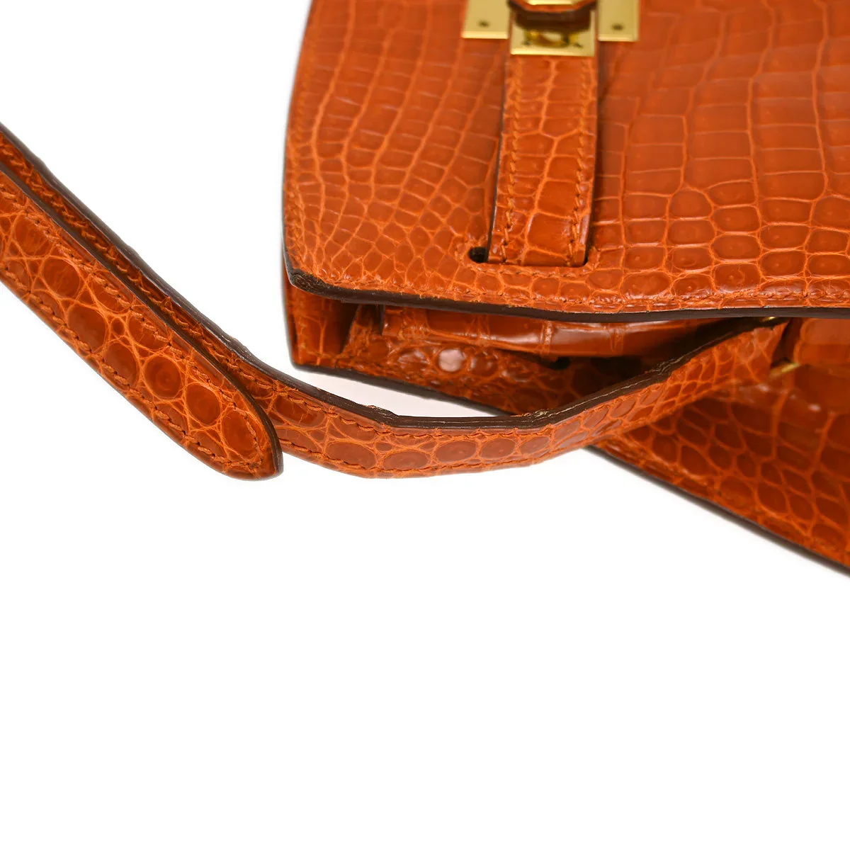 Hermes * 1994 Pain d'epice Crocodile Porosus Kelly Sport MM Shoulder Bag - Image 5