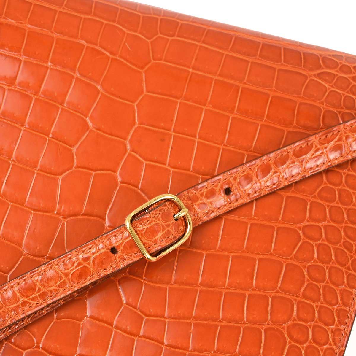 Hermes * 1994 Pain d'epice Crocodile Porosus Kelly Sport MM Shoulder Bag - Image 6