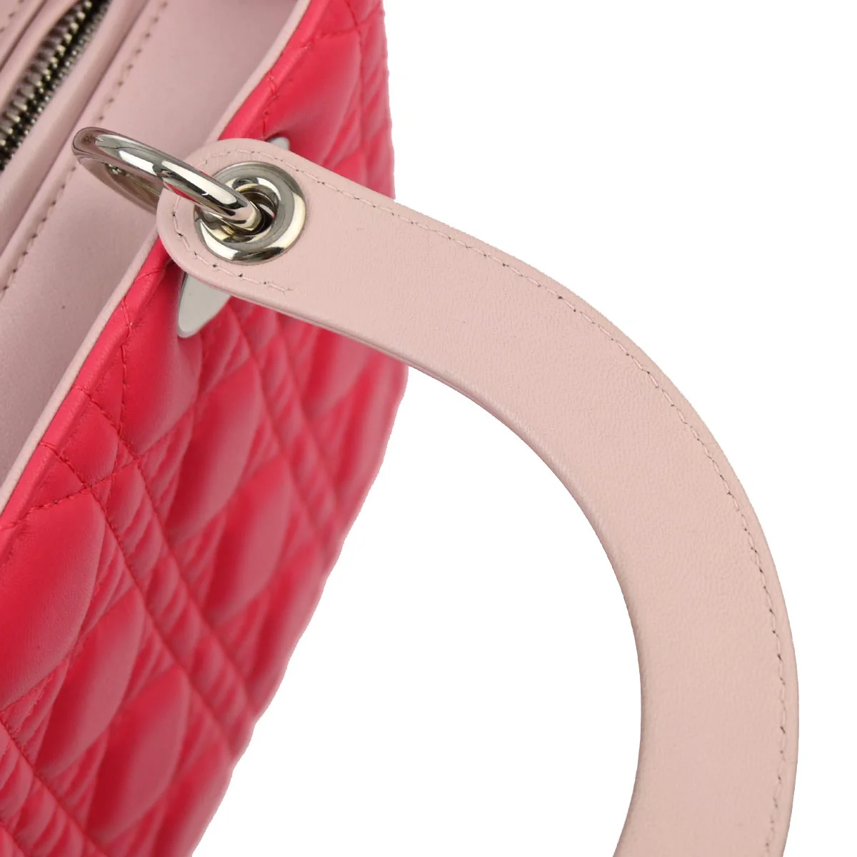 Christian Dior 2014 Pink Lambskin Medium Lady Dior Cannage 2way Shoulder Handbag - Image 4
