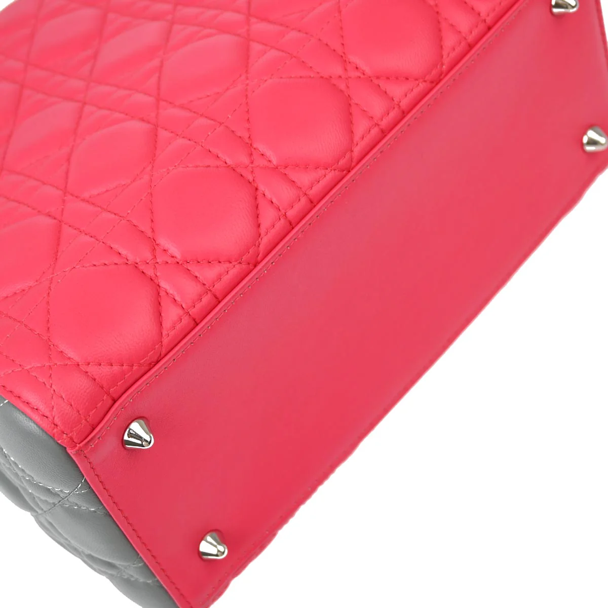 Christian Dior 2014 Pink Lambskin Medium Lady Dior Cannage 2way Shoulder Handbag - Image 5