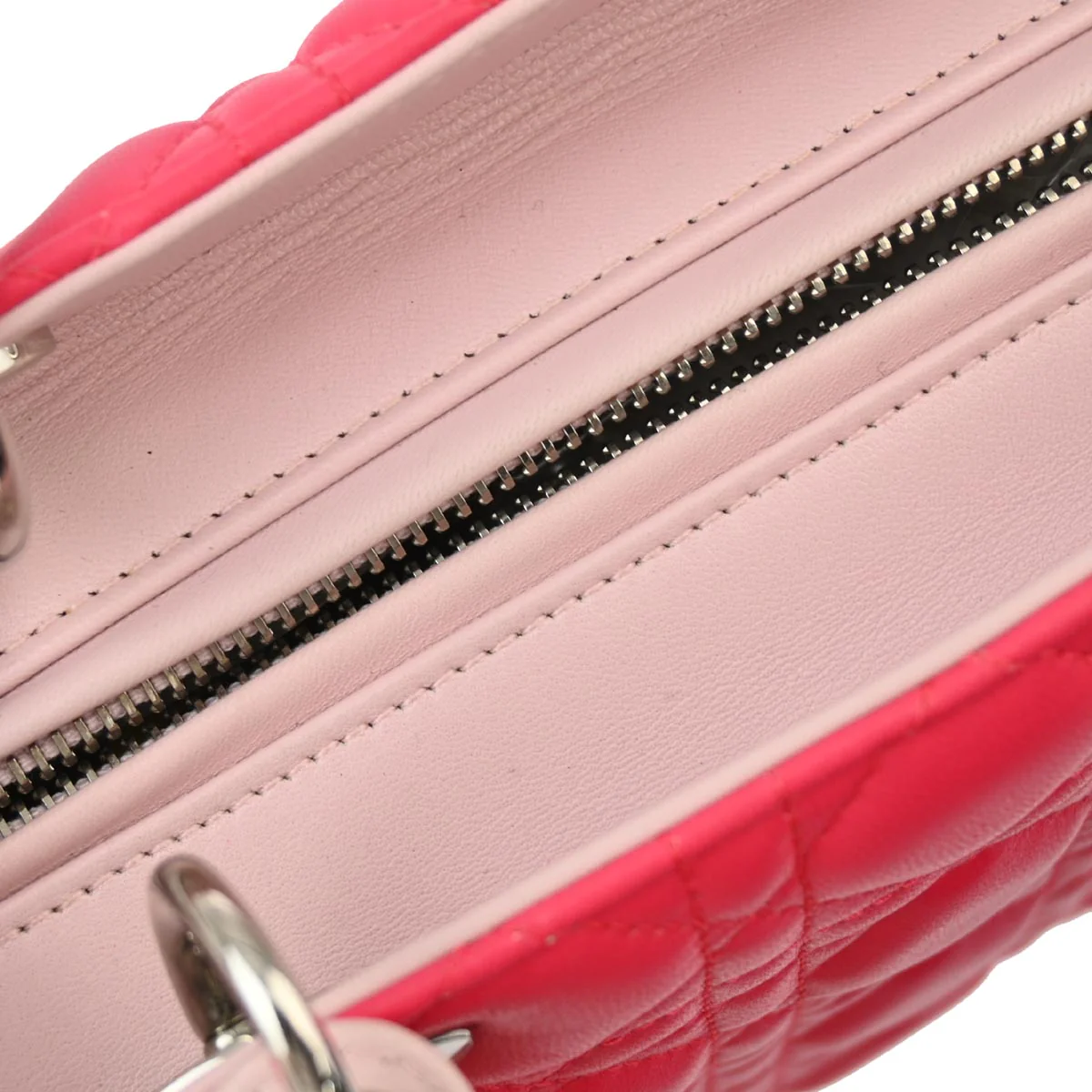 Christian Dior 2014 Pink Lambskin Medium Lady Dior Cannage 2way Shoulder Handbag - Image 6