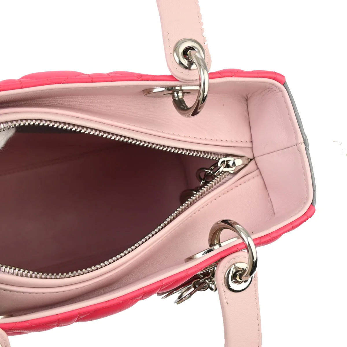 Christian Dior 2014 Pink Lambskin Medium Lady Dior Cannage 2way Shoulder Handbag - Image 7