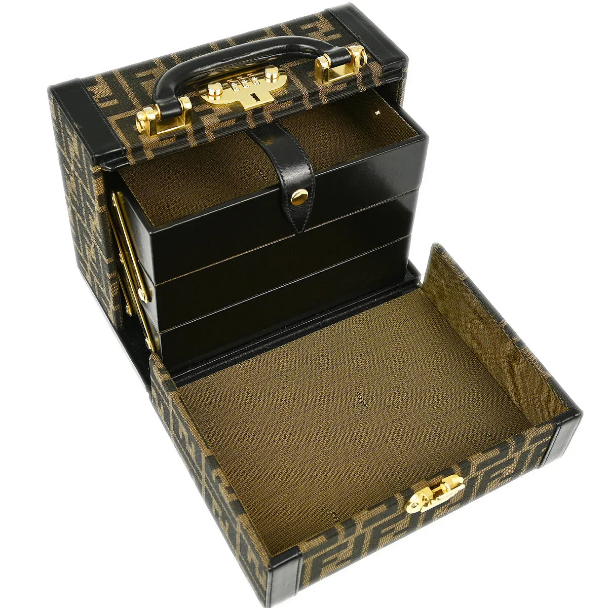 Fendi Brown Black Zucca Makeup Box - Image 6