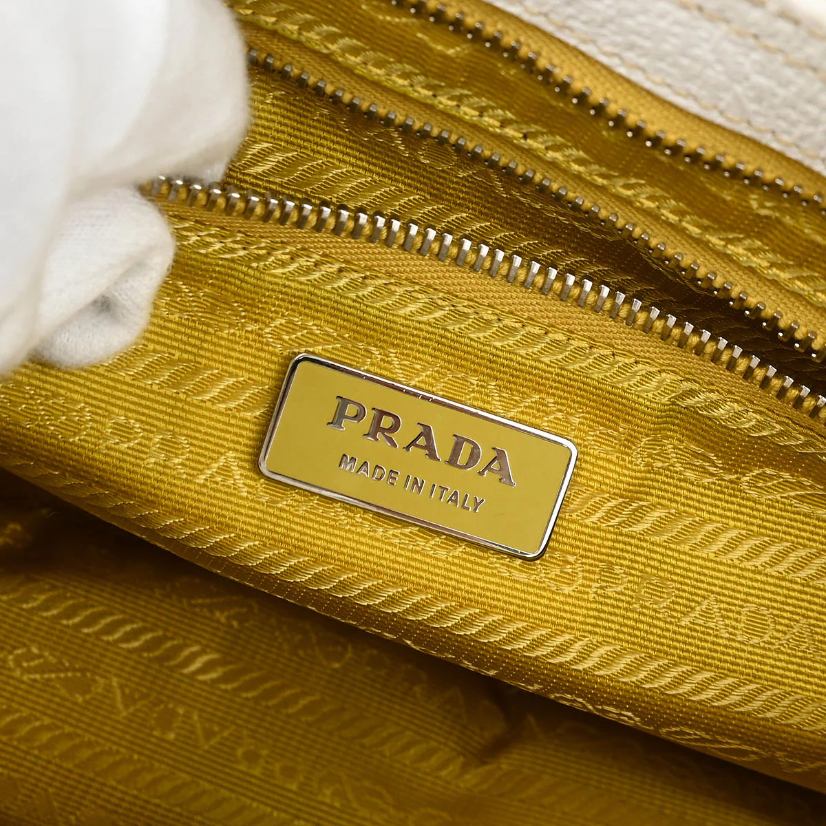 Prada Yellow Canvas Shoulder Bag - Image 7