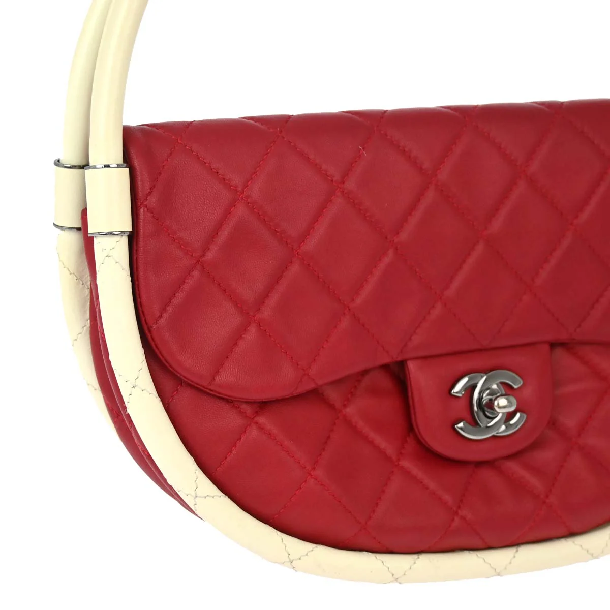 Chanel 2013-2014 Red Lambskin Medium Hula Hoop Handbag - Image 3
