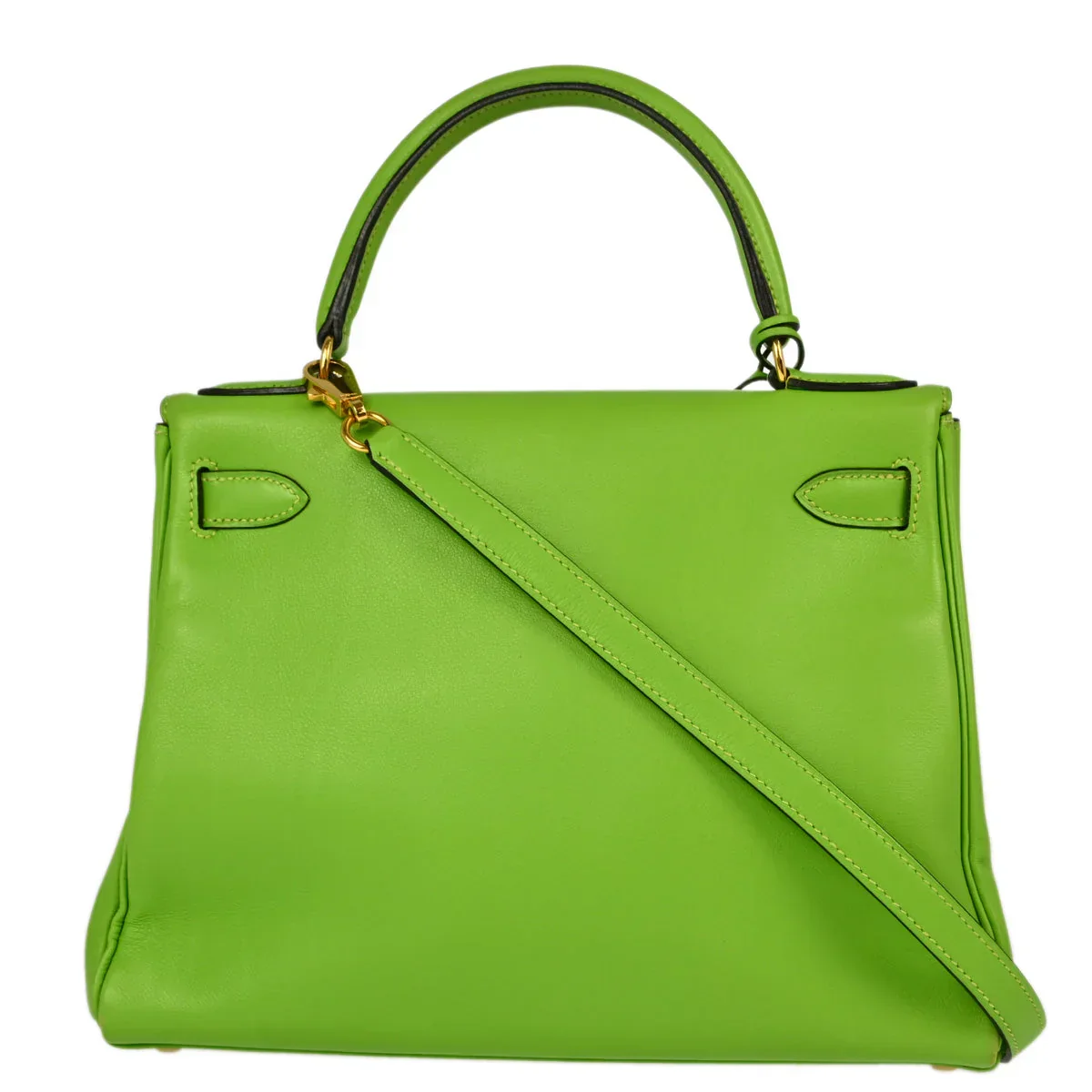Hermes 1998 Apple Green Gulliver Kelly 28 Retourne 2way Shoulder Handbag - Image 2