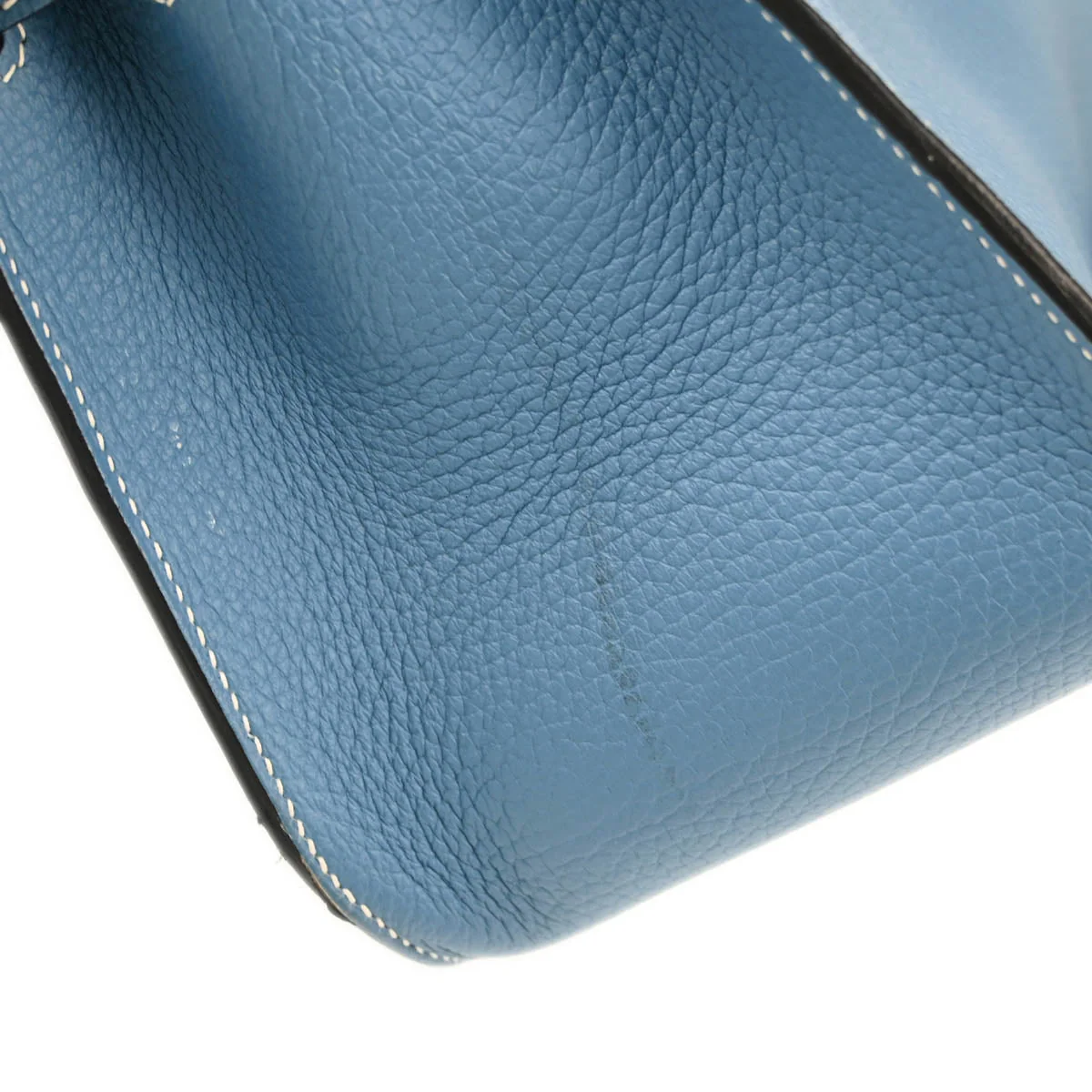 Hermes 2010 Blue Jean Taurillon Clemence Jypsiere 28 Shoulder Bag - Image 10