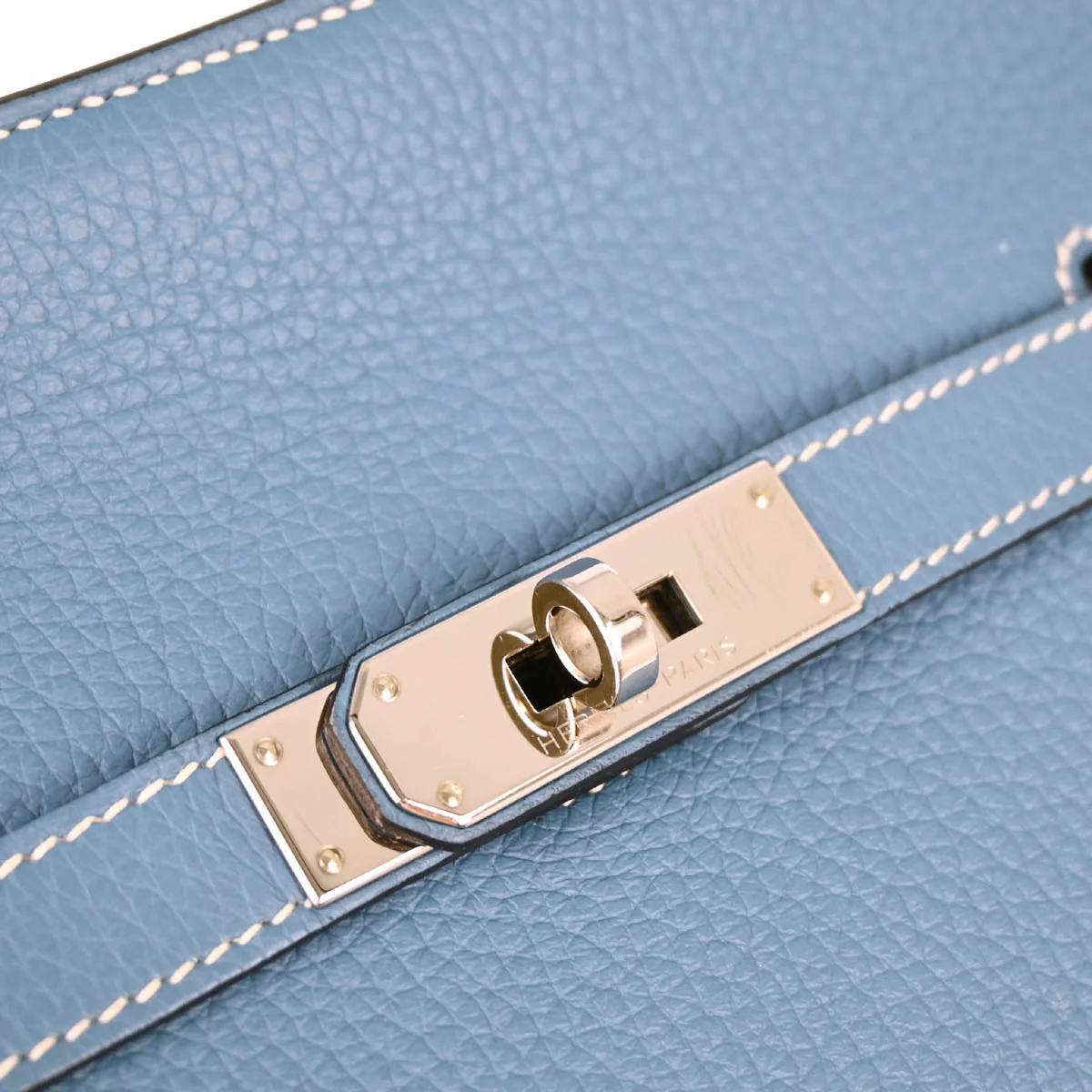 Hermes 2010 Blue Jean Taurillon Clemence Jypsiere 28 Shoulder Bag - Image 3