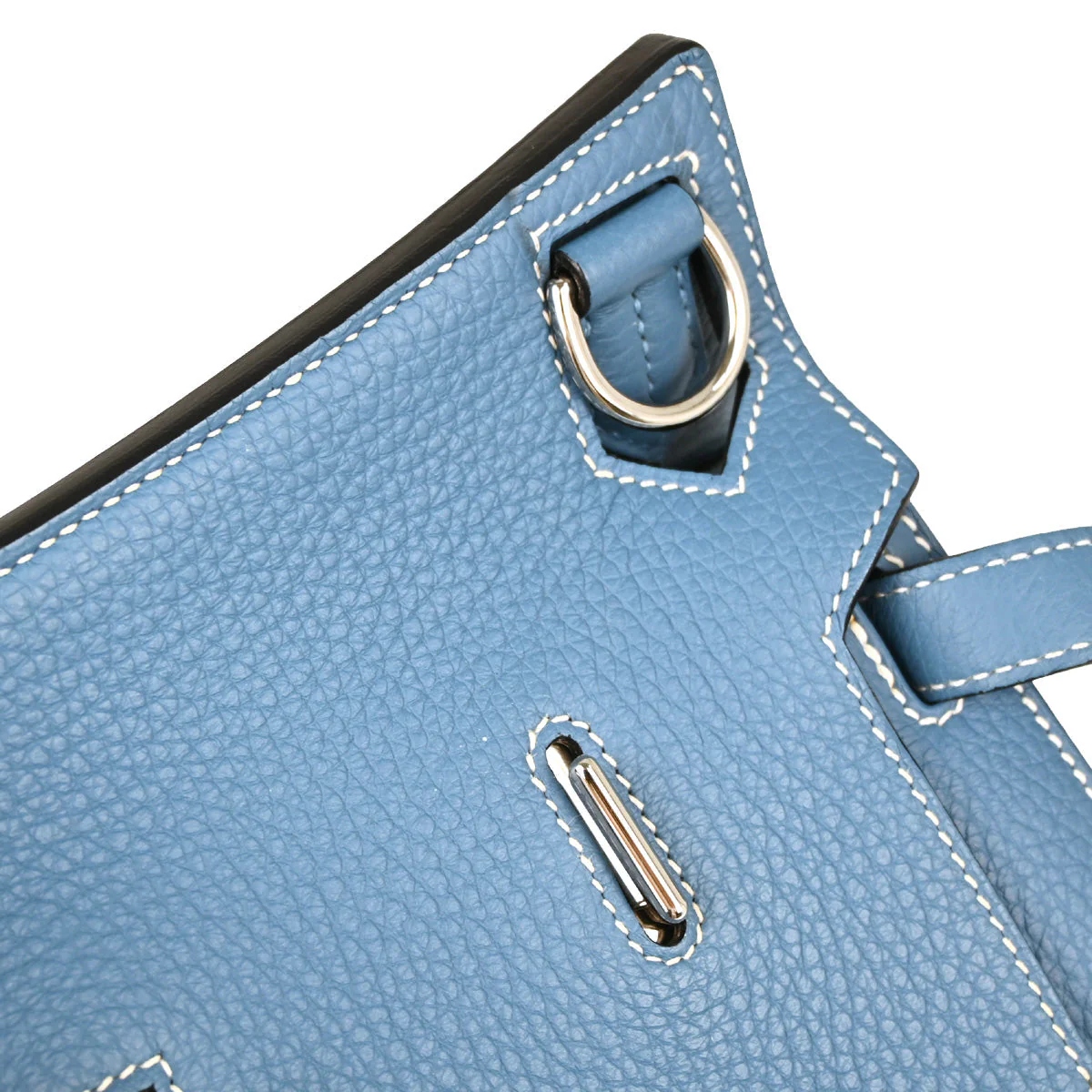 Hermes 2010 Blue Jean Taurillon Clemence Jypsiere 28 Shoulder Bag - Image 6