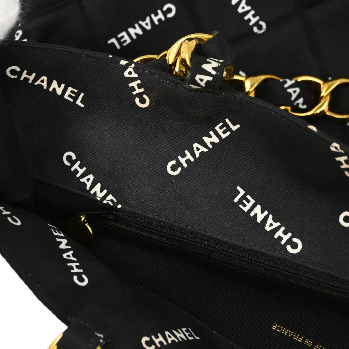 Chanel 1994-1996 Black Canvas Shoulder Tote Bag - Image 10