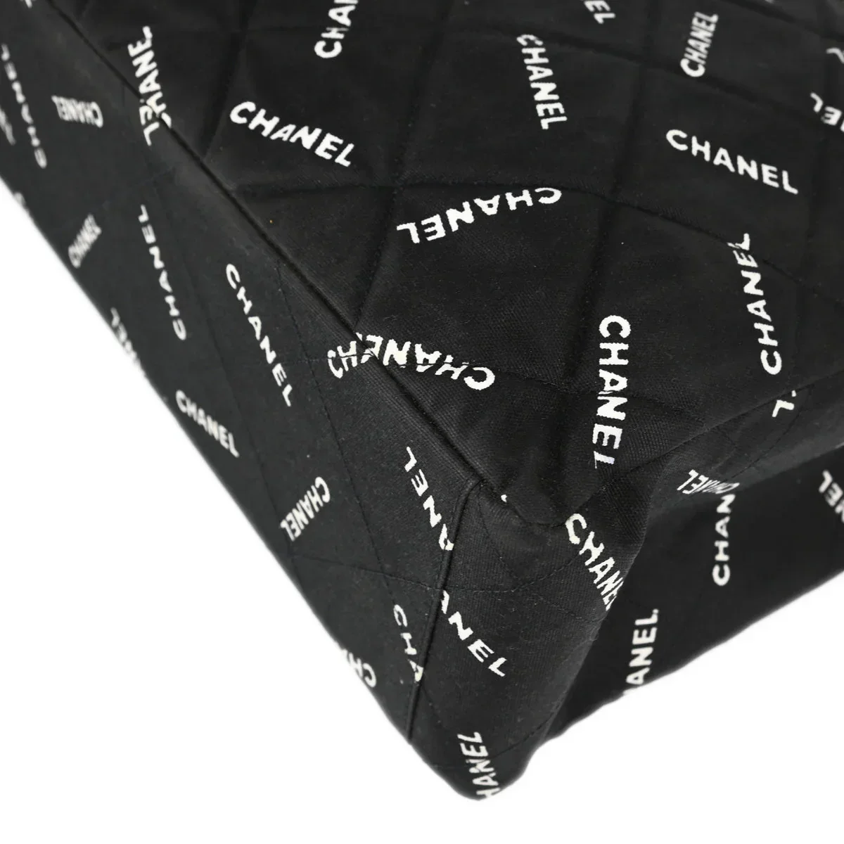 Chanel 1994-1996 Black Canvas Shoulder Tote Bag - Image 3