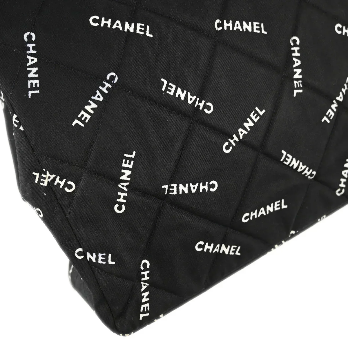 Chanel 1994-1996 Black Canvas Shoulder Tote Bag - Image 6