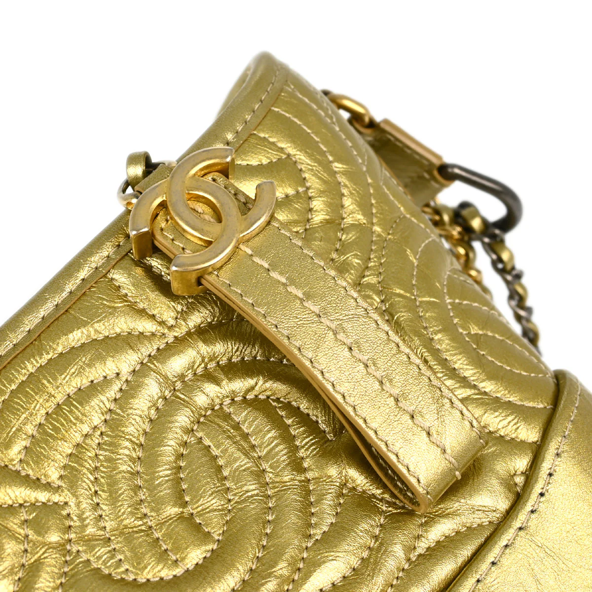 Chanel 2019 Gold Calfskin Small Gabrielle Shoulder Bag - Image 4