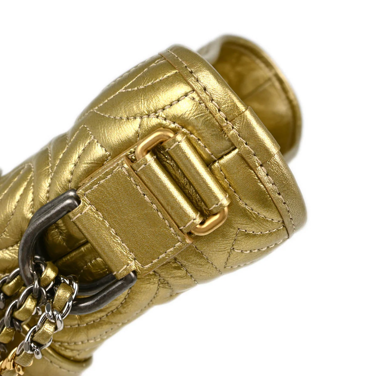 Chanel 2019 Gold Calfskin Small Gabrielle Shoulder Bag - Image 9