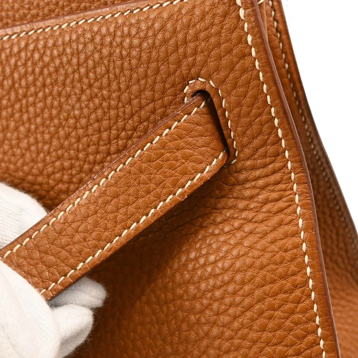 Hermes Gold Taurillon Clemence Kelly 32 Sellier Handbag - Image 9
