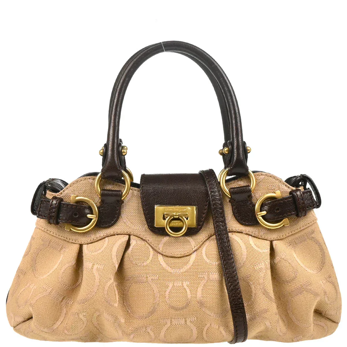 Salvatore Ferragamo Canvas Gancini Handbag - Image 2