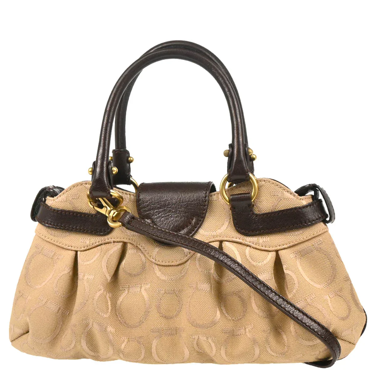 Salvatore Ferragamo Canvas Gancini Handbag - Image 3