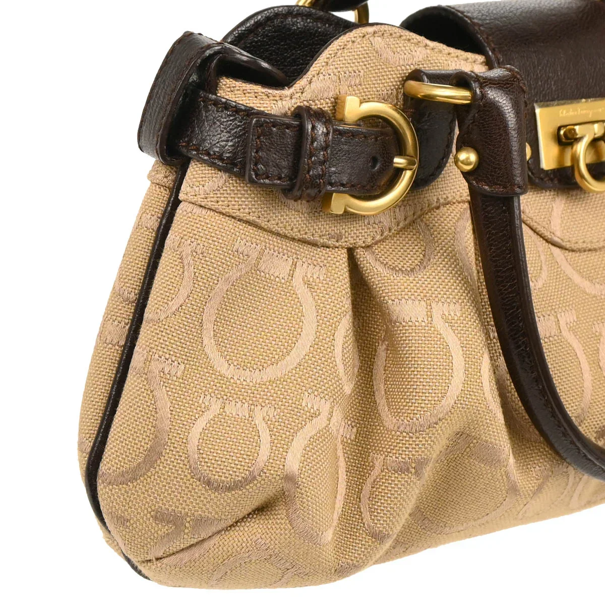 Salvatore Ferragamo Canvas Gancini Handbag - Image 4