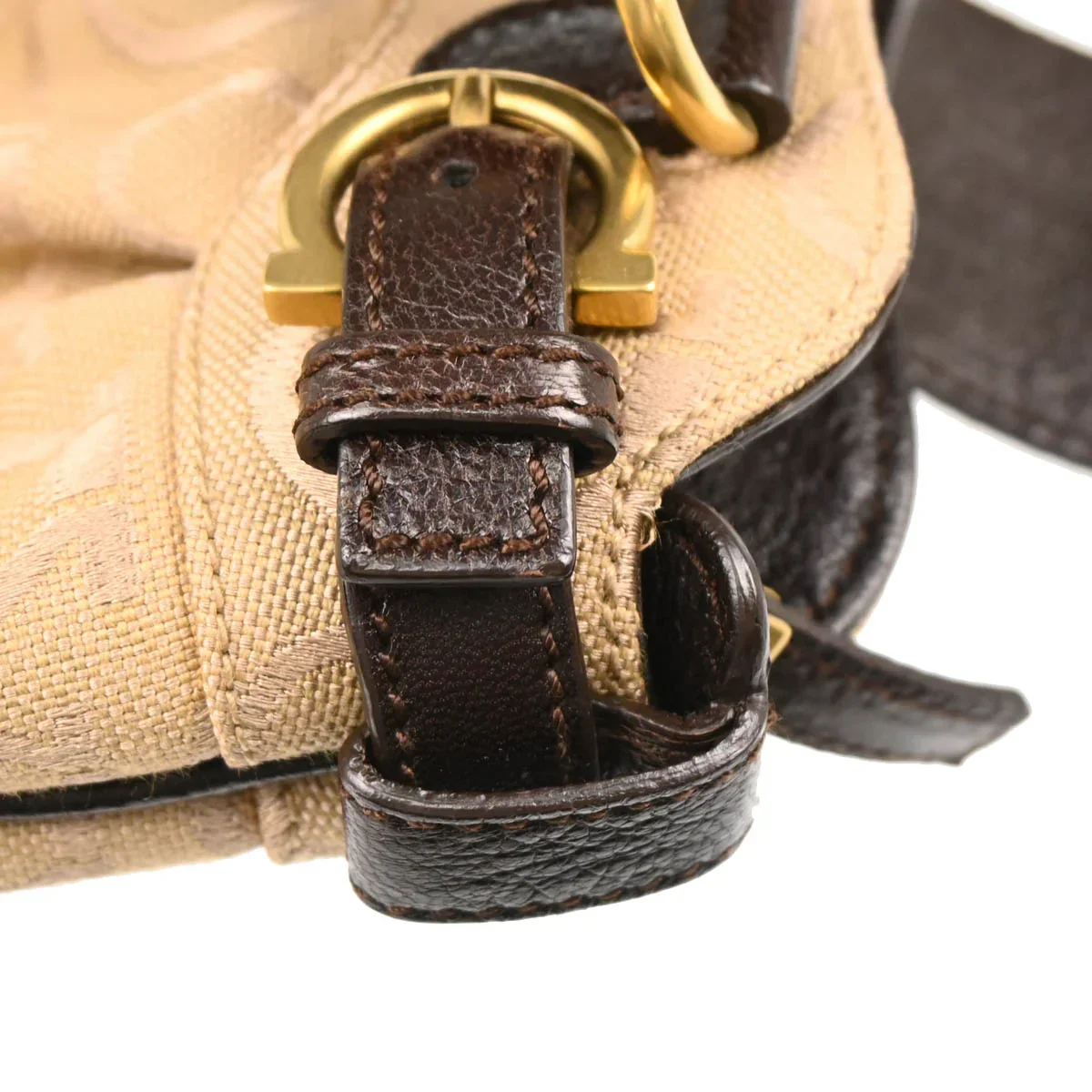 Salvatore Ferragamo Canvas Gancini Handbag - Image 8