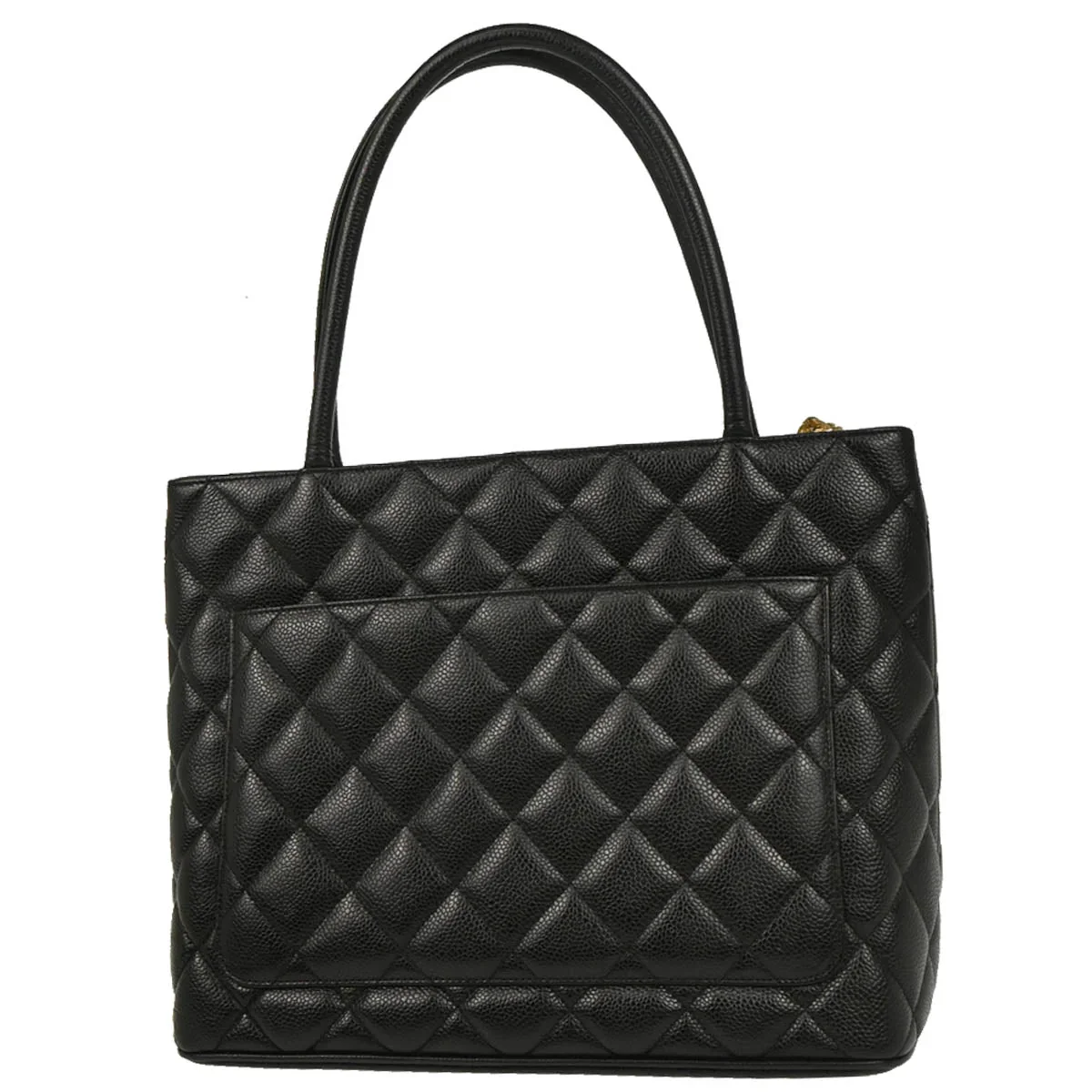 Chanel 2003-2004 Black Caviar Medallion Tote Handbag - Image 2