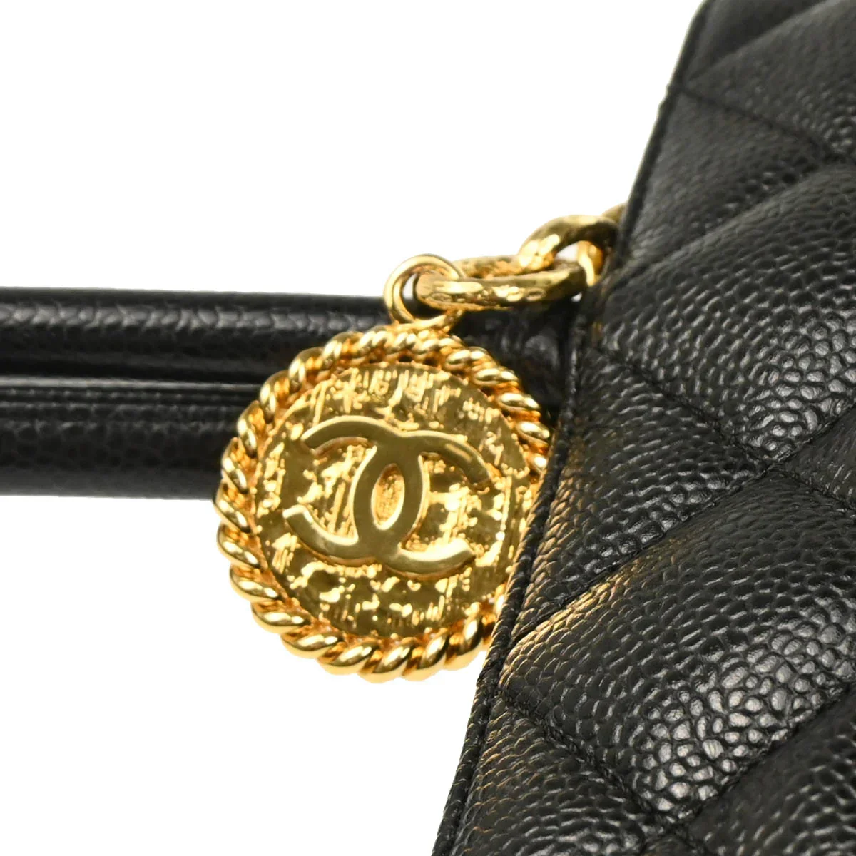 Chanel 2003-2004 Black Caviar Medallion Tote Handbag - Image 5