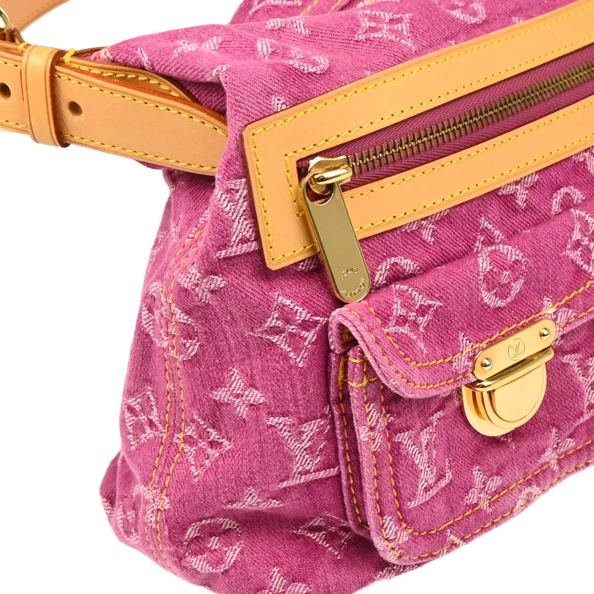 Louis Vuitton 2006 Pink Monogram Denim Baggy PM Shoulder Bag M95212 - Image 3