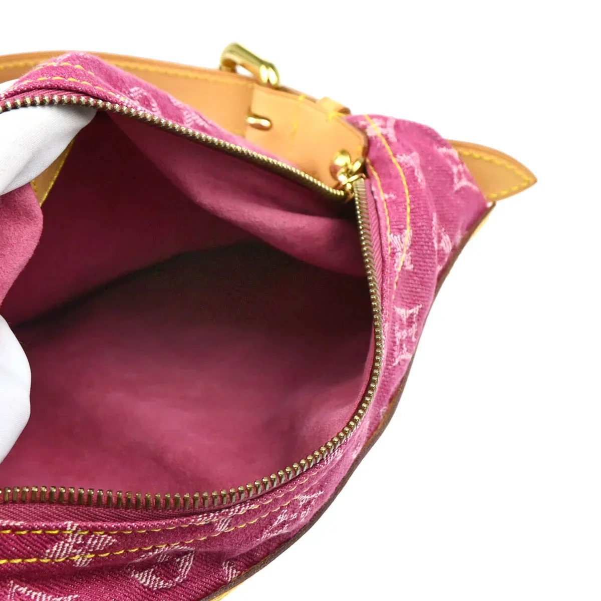 Louis Vuitton 2006 Pink Monogram Denim Baggy PM Shoulder Bag M95212 - Image 4