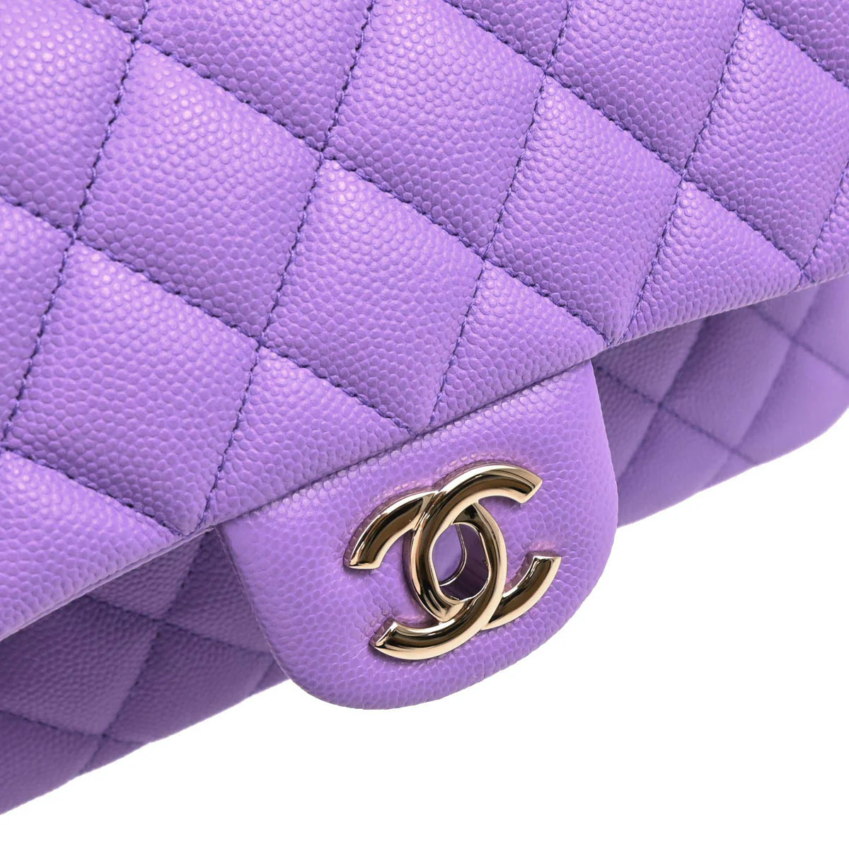 Chanel 2019 Purple Caviar Small Classic Double Flap Shoulder Bag - Image 6