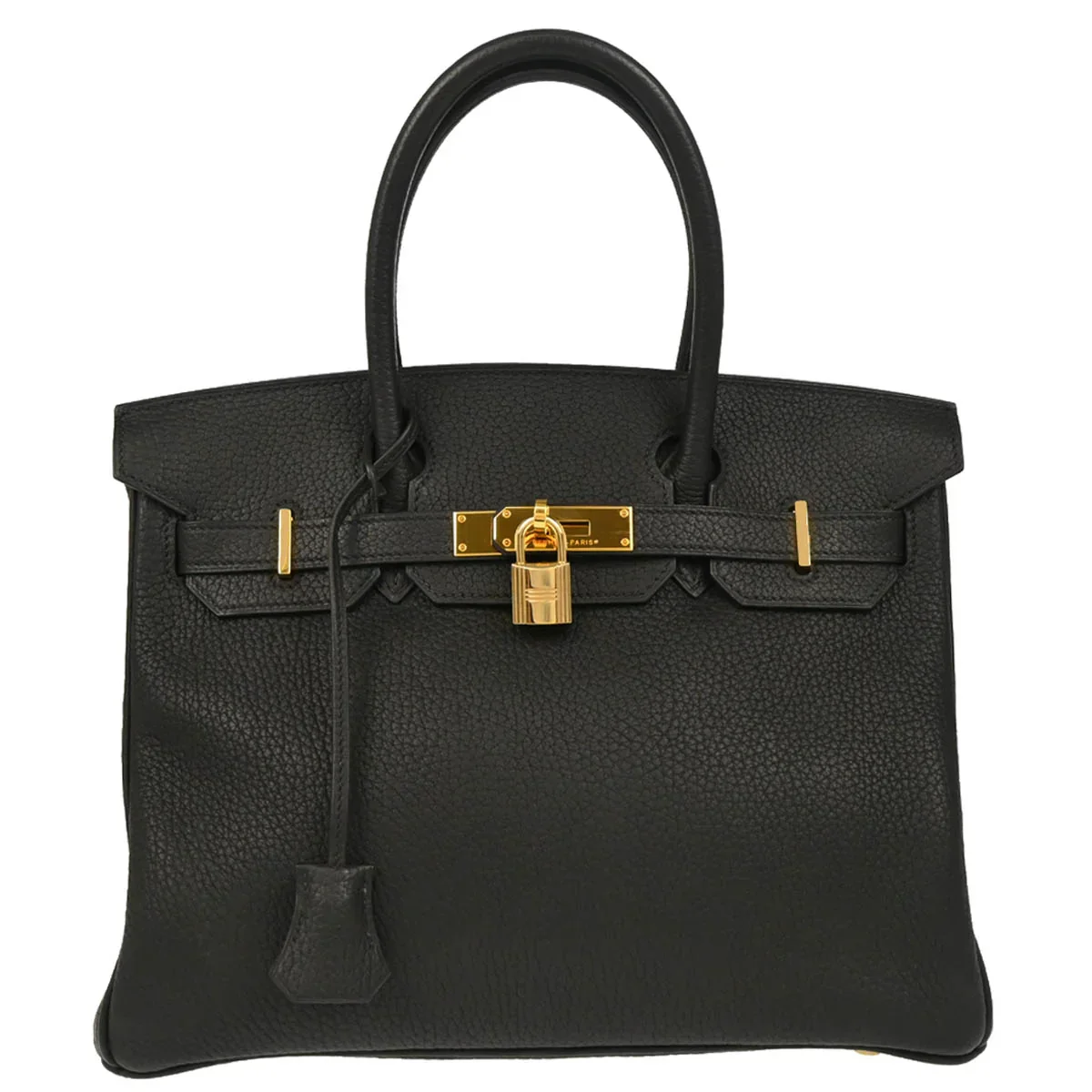 Hermes 2004 Black Taurillon Clemence Birkin 30 Handbag
