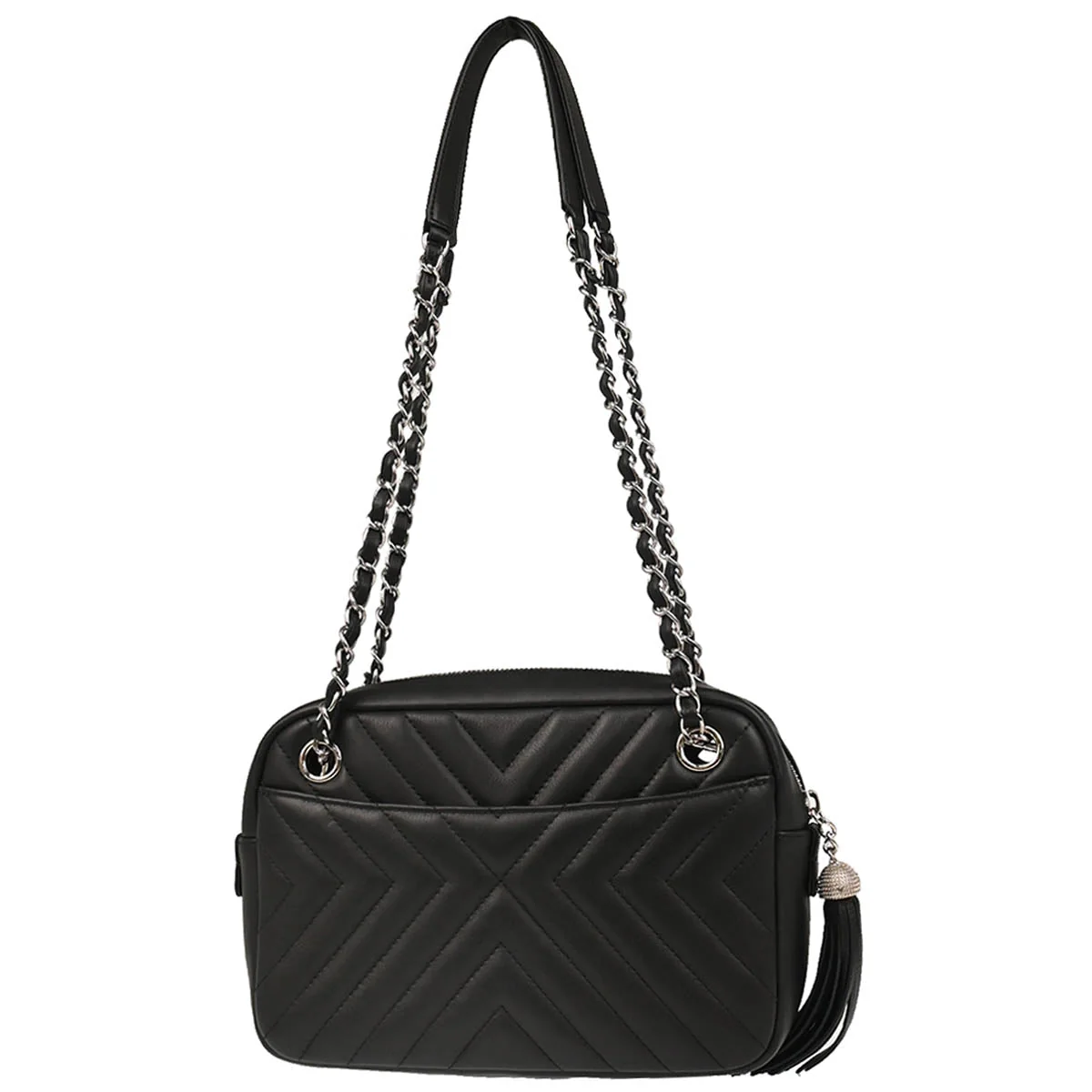 Chanel 2018 Black Lambskin Chevron Camera Bag Small - Image 2