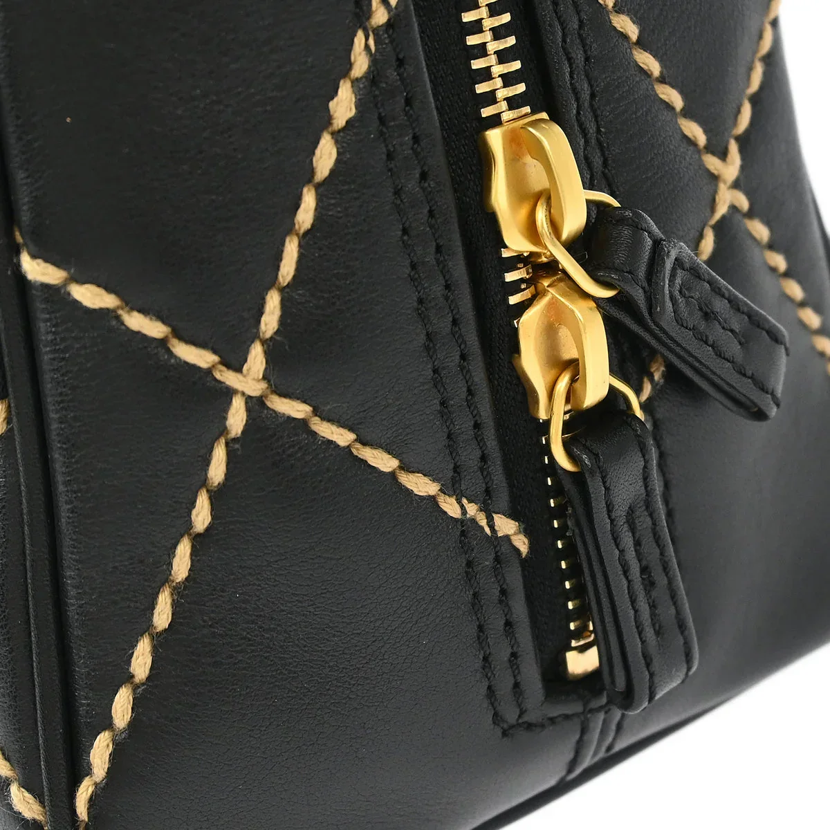 Chanel 2003-2004 Black Calfskin Wild Stitch Handbag - Image 4