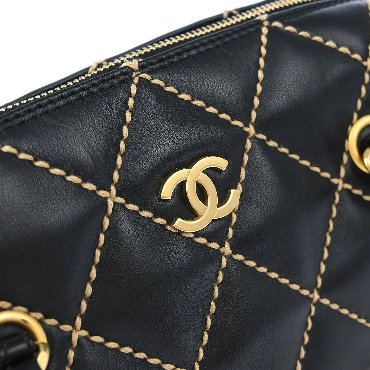 Chanel 2003-2004 Black Calfskin Wild Stitch Handbag - Image 6