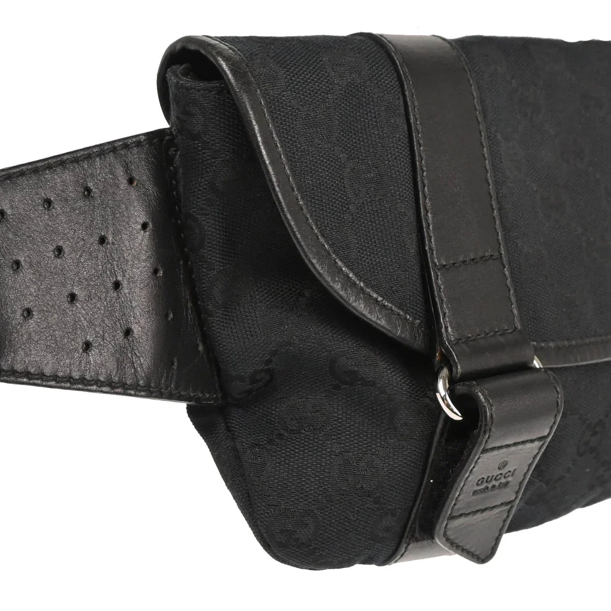 Gucci Black Canvas GG Waist Bum Bag - Image 3