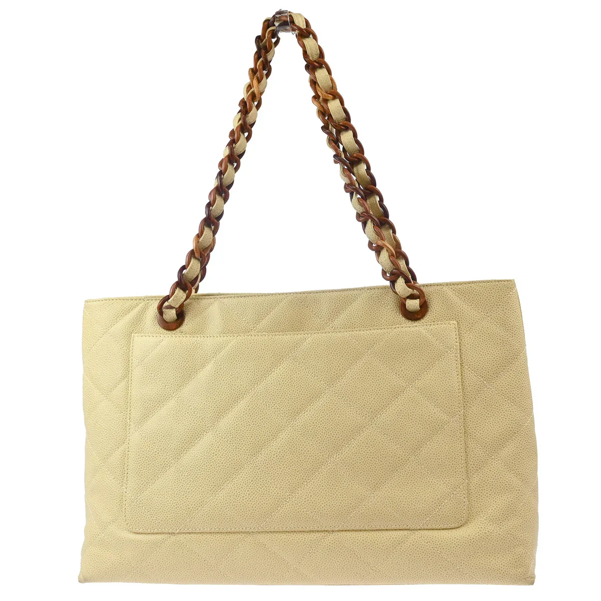 Chanel 2000-2002 Ivory Caviar Chain Tote Bag - Image 2