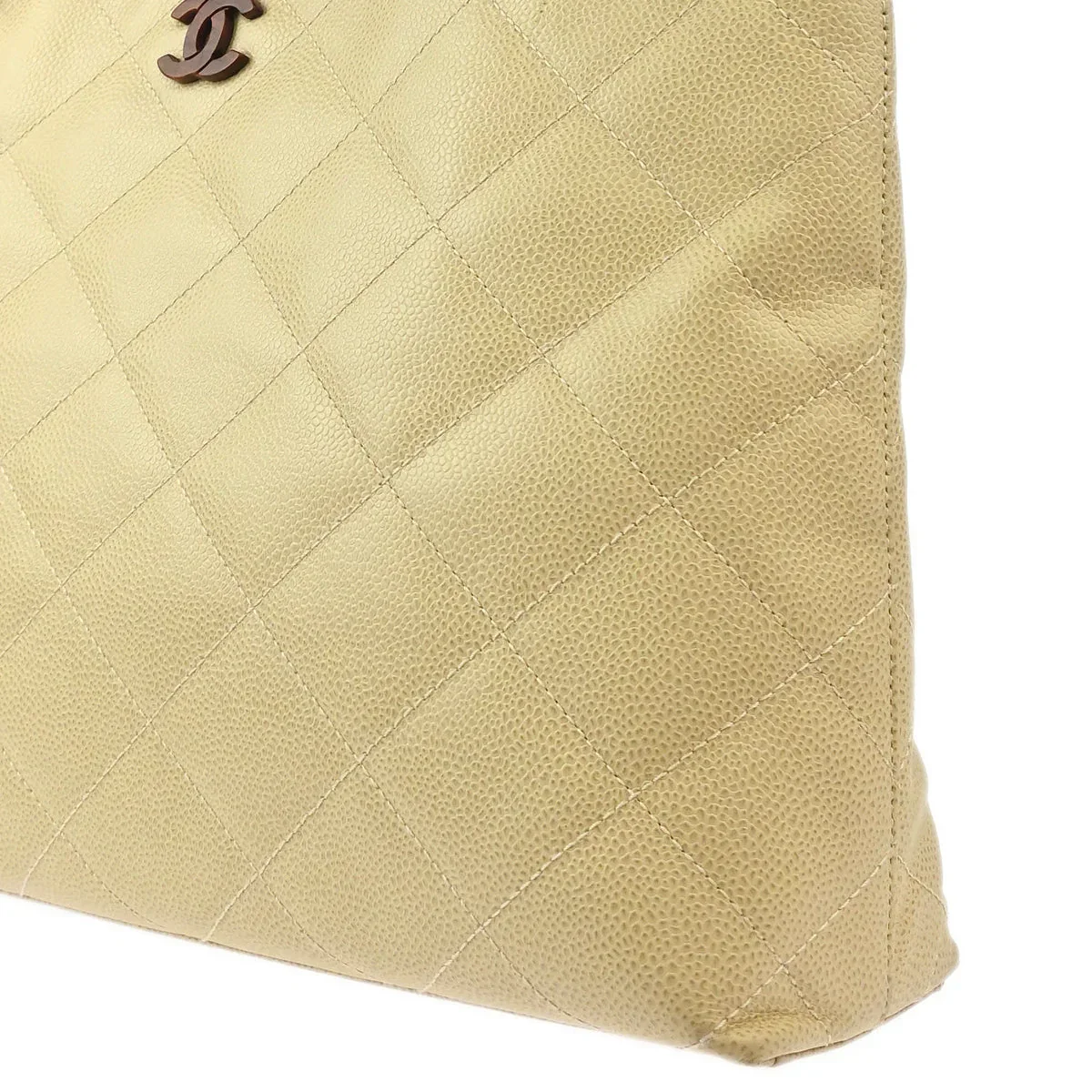 Chanel 2000-2002 Ivory Caviar Chain Tote Bag - Image 3
